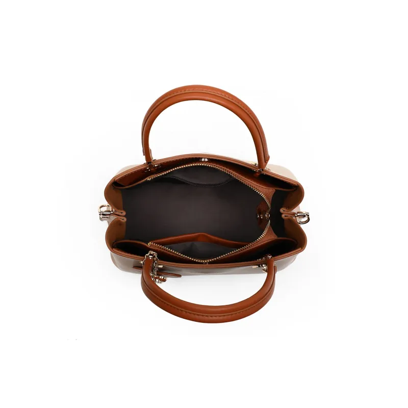 PT'SON Cow Leather With Synthetic Leather Handbag, Shoulder Bag, Crossbody Bag Regular Women's Milk Tea-4