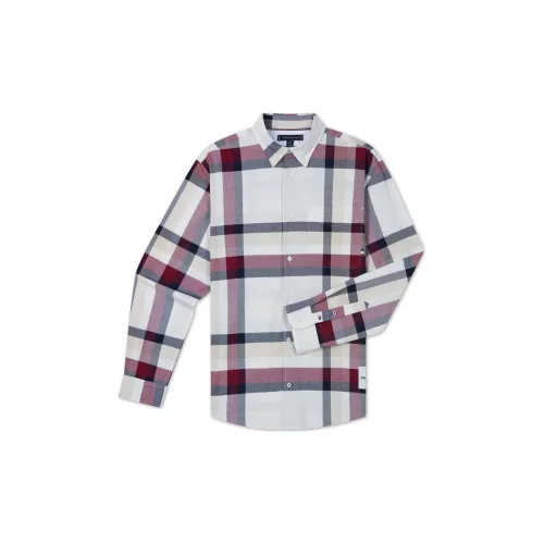 Tommy Hilfiger Shirts Men Red/White Blue Plaid Pattern