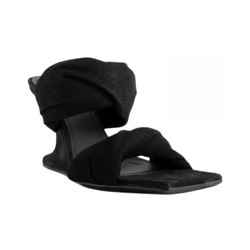 RICK OWENS Cantilever 8 110mm Twisted Suede Mules-2