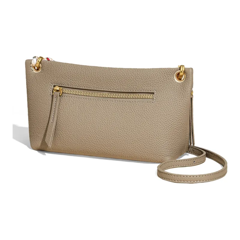 COMELY Cow Leather Bonded Synthetic Leather Shoulder Bag Crossbody Bag Small Size Women's Gray/Black-4