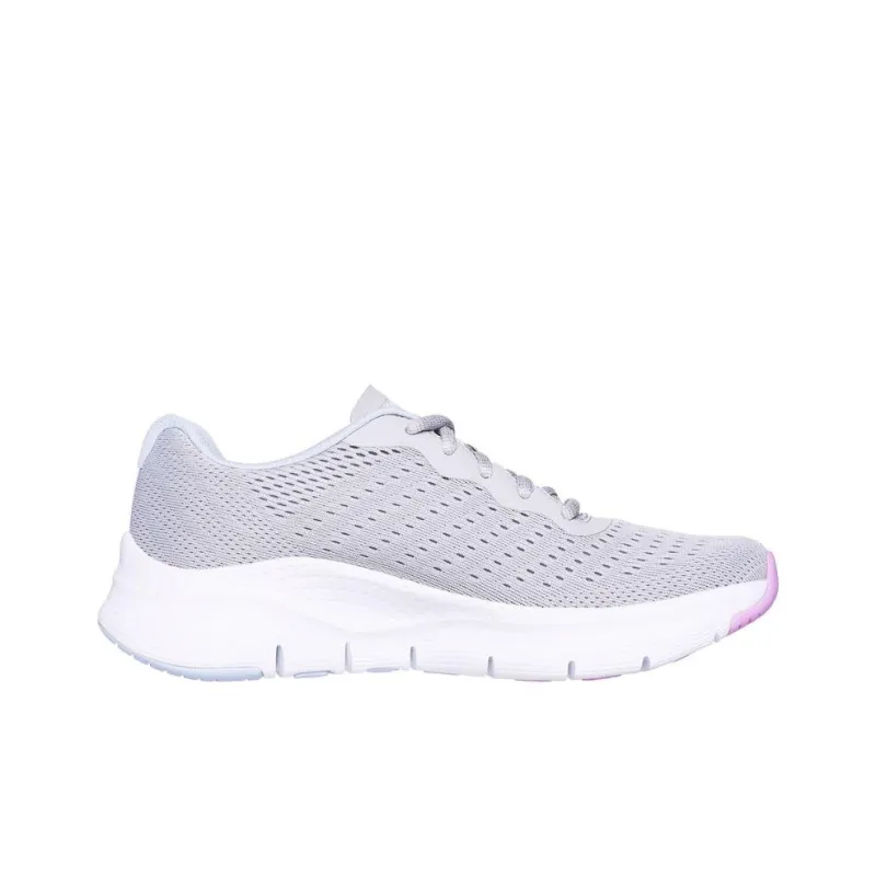 Skechers Arch Fit Anti Slip Wear Resistant Low Top Casual Shoes Women's Gray White-1