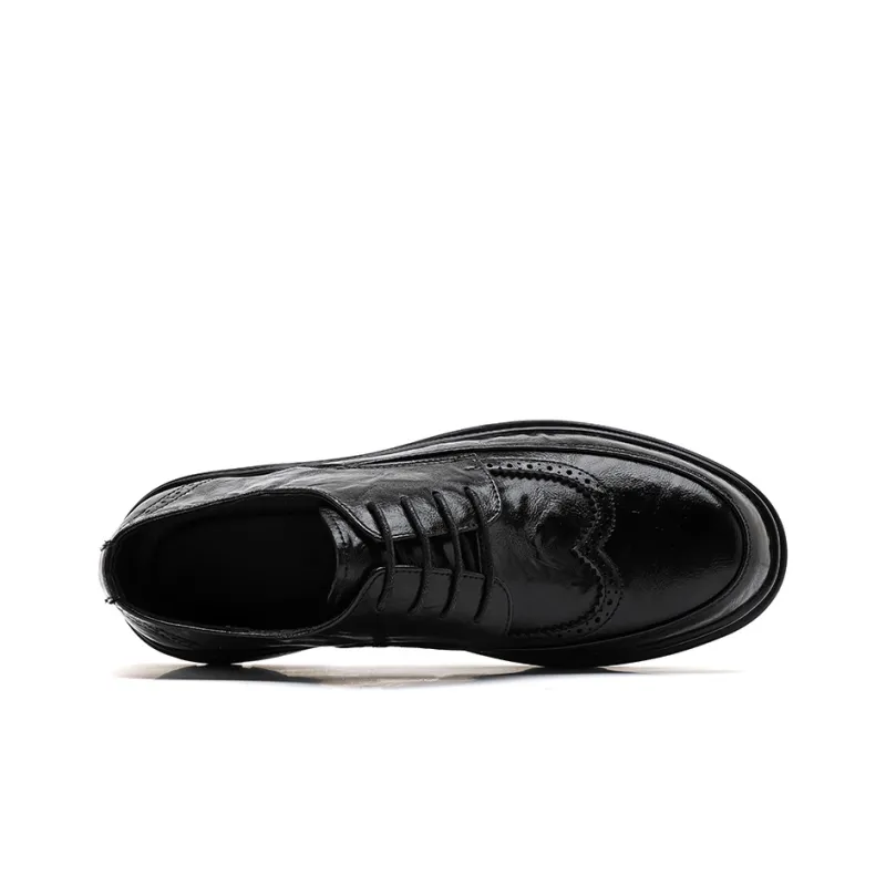 Beidouniao Men's Casual Shoes Men Low Top Black/Dark Brown-4
