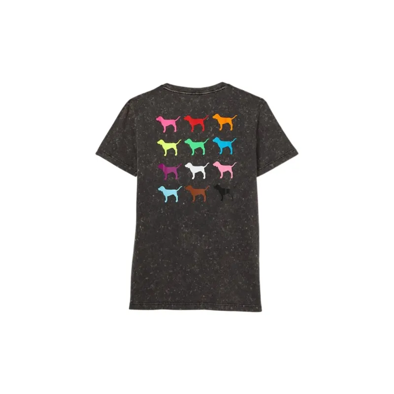 Victoria's Secret T-Shirt Women's Black Base With Multicolor Logo-1