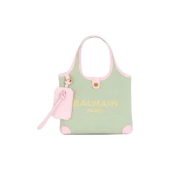 BALMAIN B-ARMY Canvas With Leather Canvas Bag Shoulder Bag Crossbody Bag Handbag Mini Women's Green & Pink