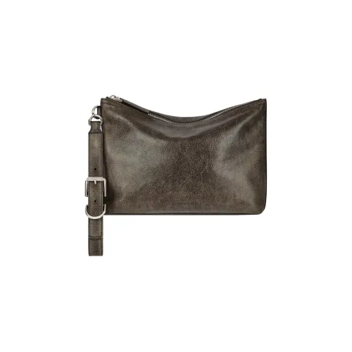 GIVENCHY Voyou Distressed Leather Clutch Men's Beige & Brown