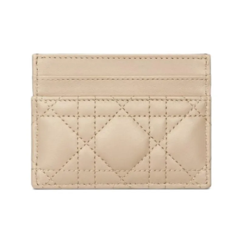 DIOR Lambskin Card Holder Women's Pink Beige-1