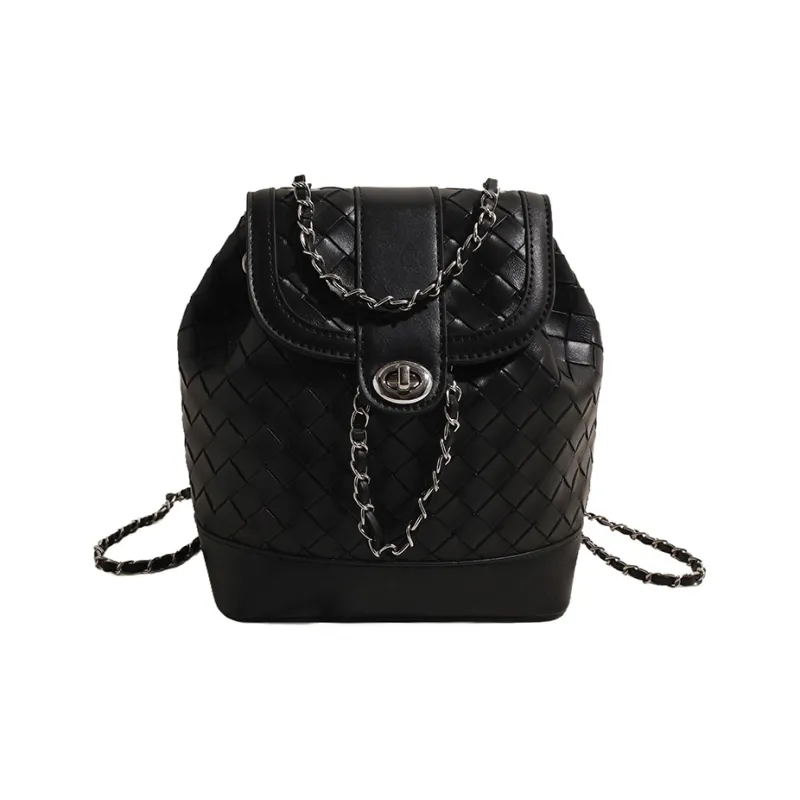 NATTY Chanel Inspired Bucket Bag, Backpack Small Size Women's Silver/Black/Blue/Beige-6