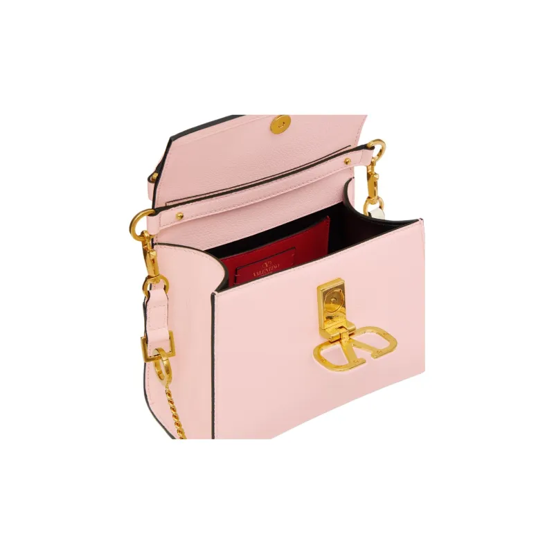 Valentino VSLING Grained Calfskin Shoulder Bag Crossbody Bag Handbag Mini Women's Light Pink-3