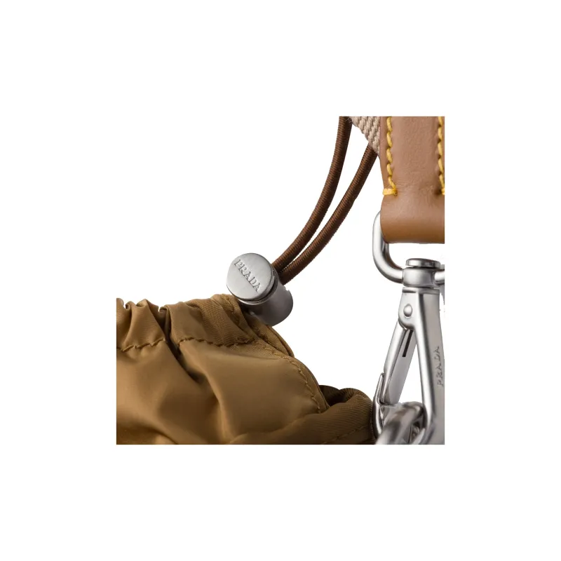 PRADA Recycled Nylon One Shoulder Crossbody Cell Phone Pouch Men's Cork Beige-2