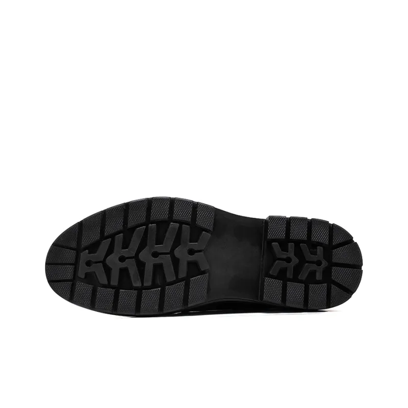 Beidouniao Men's Casual Shoes Men Low Top Black/Dark Brown-3