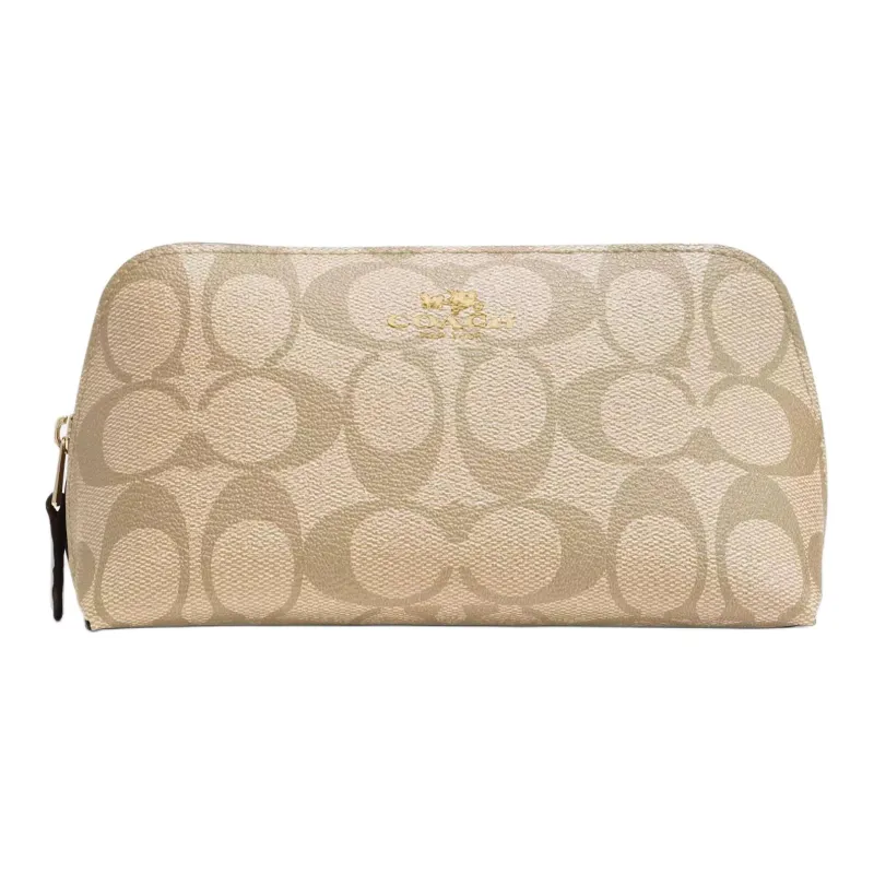 COACH Canvas Clutch Makeup Bag Women's Light Khaki-0