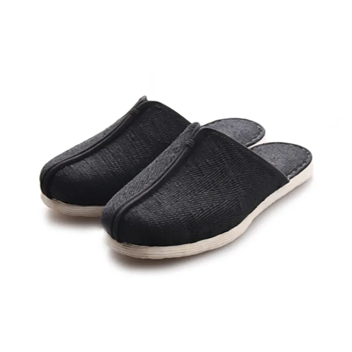 Neiliansheng Multi Layer Sole Quiet Wrap toe Slippers Men's Black-2