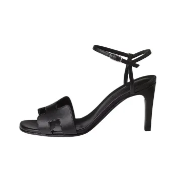 HERMES Heden Strap Sandals 7.8cm Women's Black