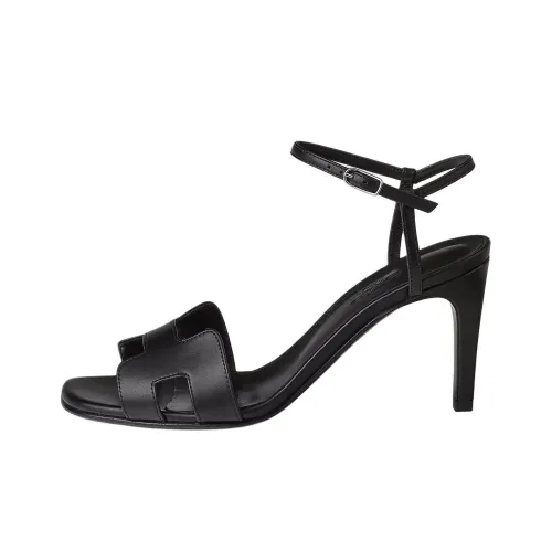 HERMES Heden Strap Sandals 7.8cm Women's Black