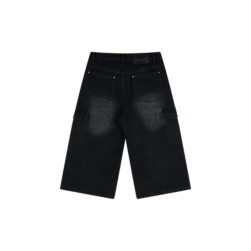 PASET Denim Shorts Unisex Black-1