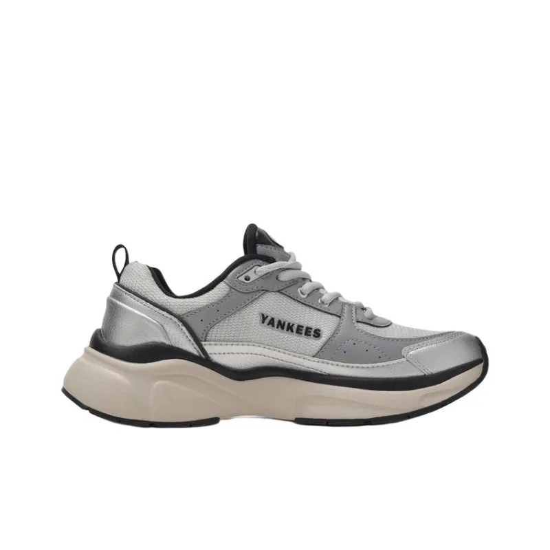 MLB Chunky Runner Fastball Wear Resistant Low Top Casual Running Shoes Unisex White Gray Silver-1