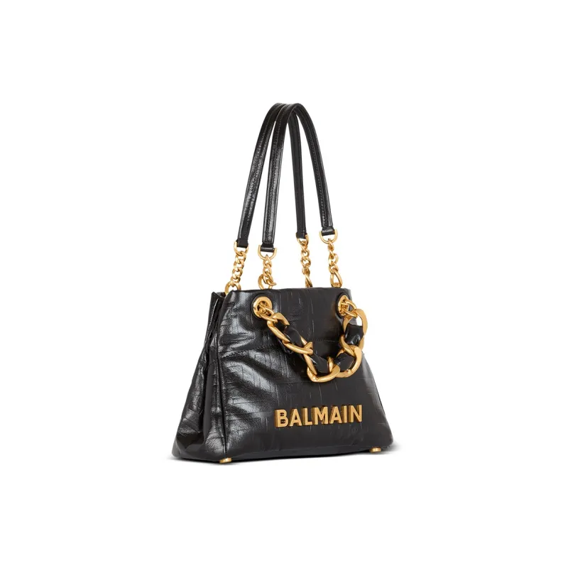 BALMAIN Crackled Small 1945 Soft Tote Bag-2