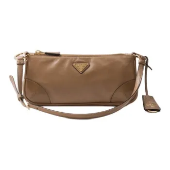 PRADA Re Edition Leather Handbag, Shoulder Bag Small Size Women's Cameo Brown