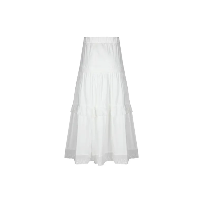 Wen Shan Casual Long Skirt Women's Ecru-1
