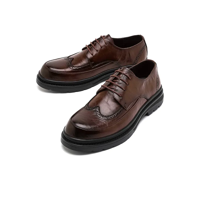Beidouniao Men's Casual Shoes Men Low Top Black/Dark Brown-16