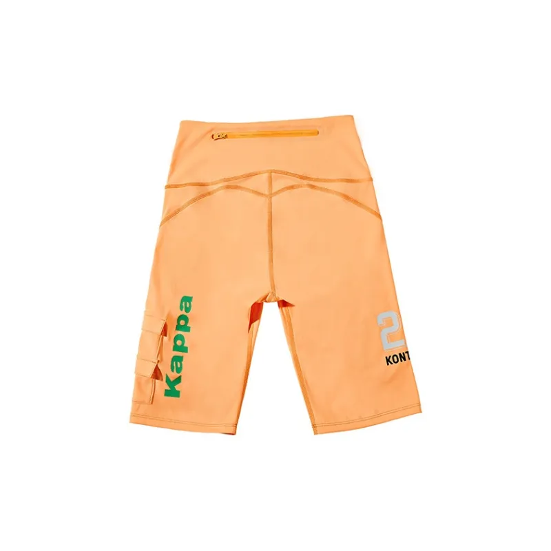 Kappa Sports Shorts Women's Black Neon Orange Yellow-4
