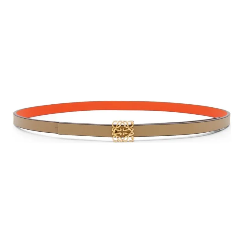 LOEWE Cubic Double Sided, Smooth Buckle Calfskin Leather Belts Women's Bright Orange Width 1CM-1
