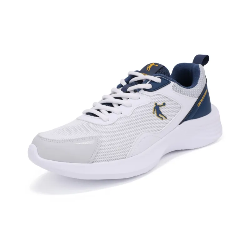 QIAODAN Cushioned Anti Slip Wear Resistant Breathable Lightweight Casual Running Shoes Men's White Gray Silver-3