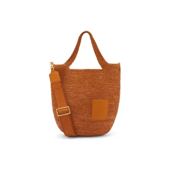 LOEWE Slit Raffia With Calfskin Handbag, Shoulder Bag, Crossbody Bag Mini Women's Honey Gold