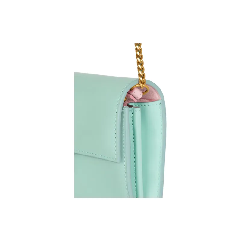 BALMAIN Calfskin Shoulder Bag Crossbody Bag Wallet Women's Blue-4