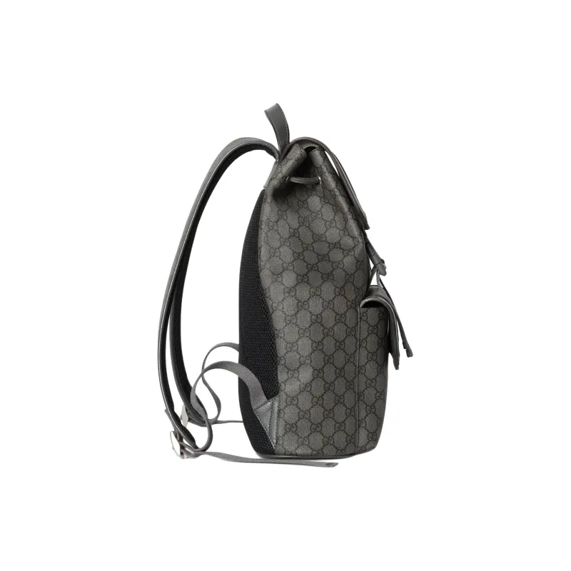 GUCCI Ophidia Canvas With Leather Binding Backpack Small Size Men's Gray & Black-2