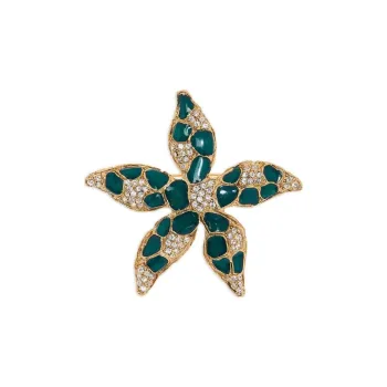 OSCAR DE LA RENTA Tin Glass Resin Brass Gold Brooches Unisex Green