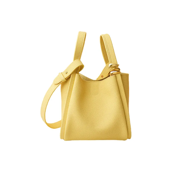 H YXIANG Cow Leather Shoulder Bag, Crossbody Bag, Handbag Women's Yellow/Milk Tea White/Milkshake White-0