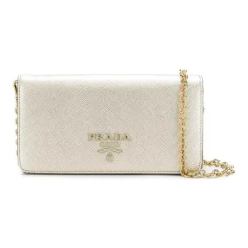 PRADA Calfskin Messenger Bag Handheld Crossbody Bag Shoulder Bag Women's Light Gold