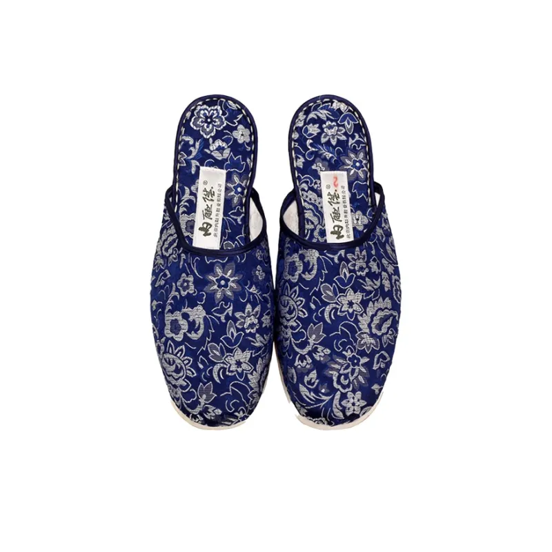 Neiliansheng Multi Layer Sole Embroidery Quiet Wrap toe Slippers Men's Blue Sole-1