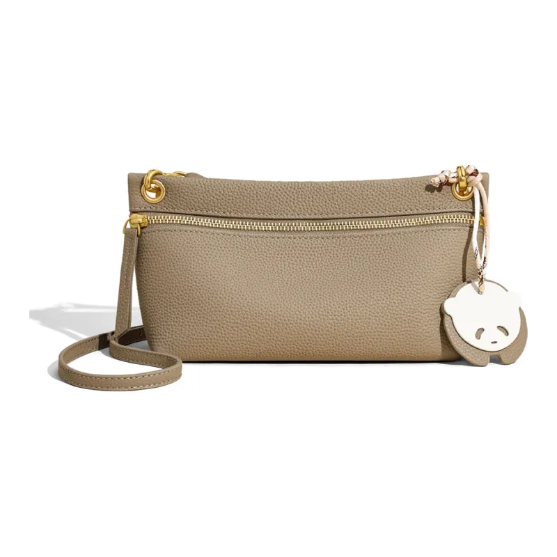 COMELY Cow Leather Bonded Synthetic Leather Shoulder Bag Crossbody Bag Small Size Women's Gray/Black-1
