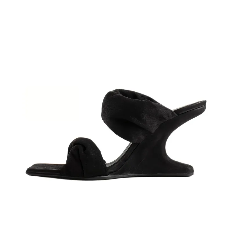 RICK OWENS Cantilever 8 110mm Twisted Suede Mules-0