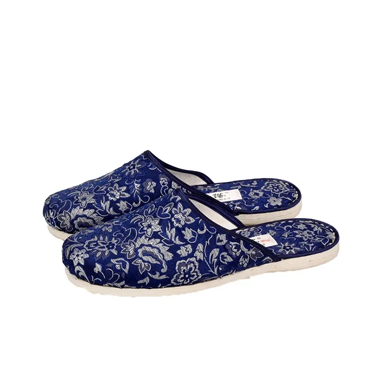 Neiliansheng Multi Layer Sole Embroidery Quiet Wrap toe Slippers Men's Blue Sole-2