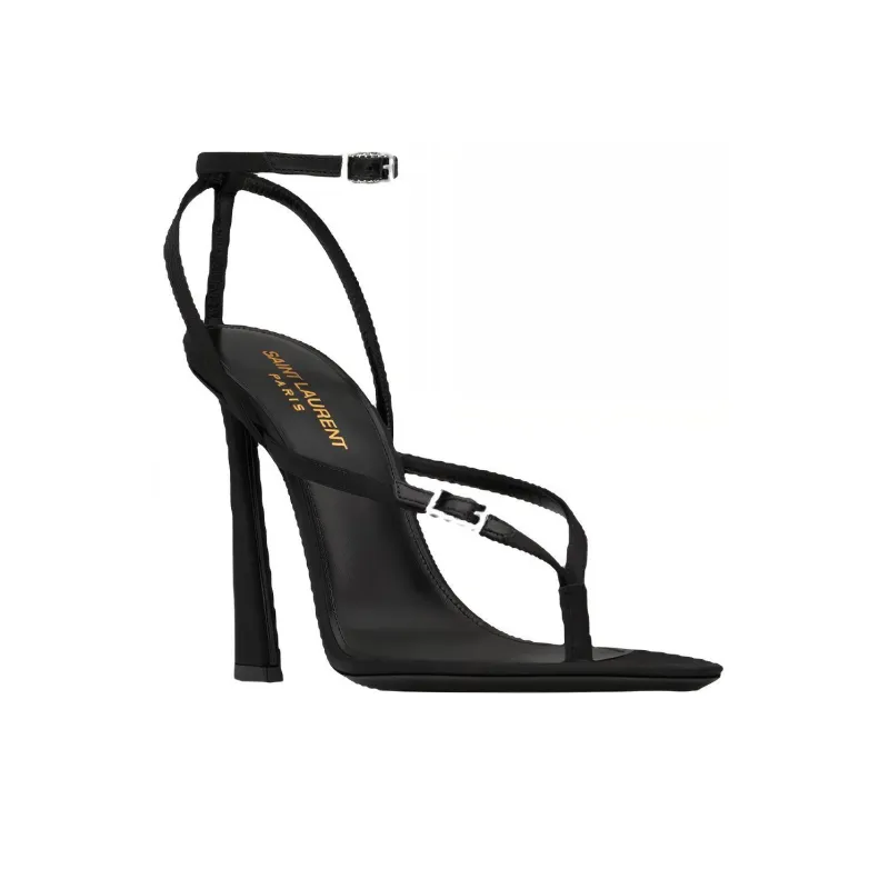 SAINT LAURENT Nadja 105 Satin Sandals-2