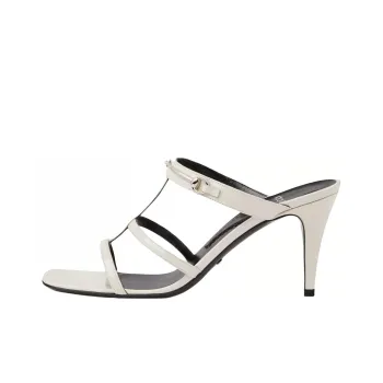 GUCCI Genuine Leather Sole Slide Slippers Women's White