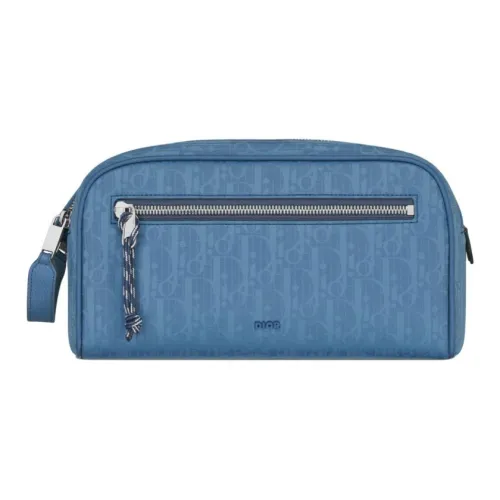 DIOR Recycled Nylon Handheld Toiletry Bag Men's Blue