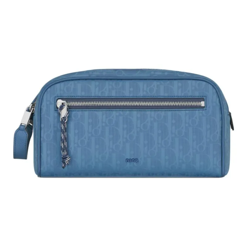 DIOR Recycled Nylon Handheld Toiletry Bag Men's Blue-0