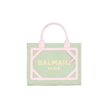BALMAIN B ARMY Canvas With Leather Canvas Bag, Tote Bag, Shopping Bag, Handbag Small Size Women's Green
