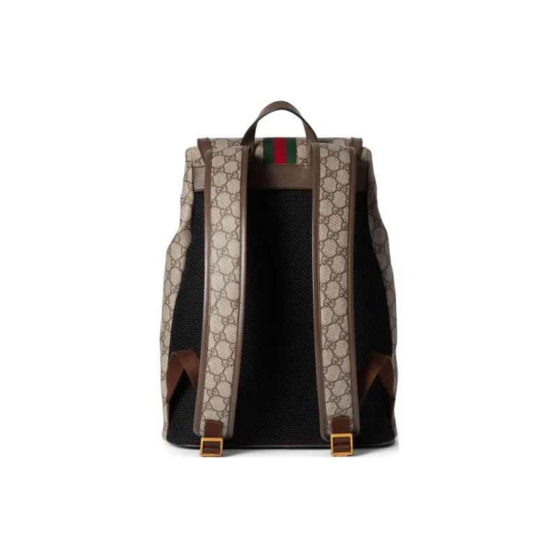 GUCCI Ophidia Canvas With Leather Binding Backpack Small Size Men's Brown-3