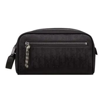 DIOR Recycled Nylon Handheld Toiletry Bag Men's Black