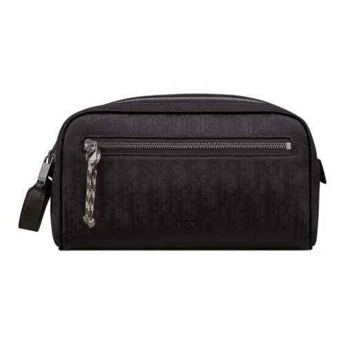 DIOR Recycled Nylon Handheld Toiletry Bag Men's Black