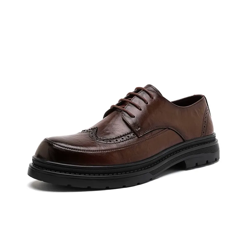 Beidouniao Men's Casual Shoes Men Low Top Black/Dark Brown-17
