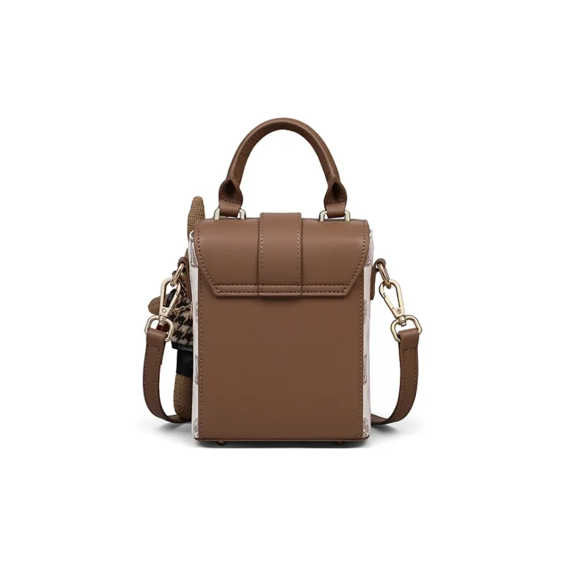 MILLIE'S Synthetic Leather Handbag, Shoulder Bag, Crossbody Bag, Cell Phone Pouch Regular Women's Ecru & Brown-4