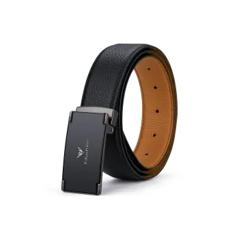 WilliamPOLO Cow Leather Leather Belts Men's Gunmetal 3.8cm Width