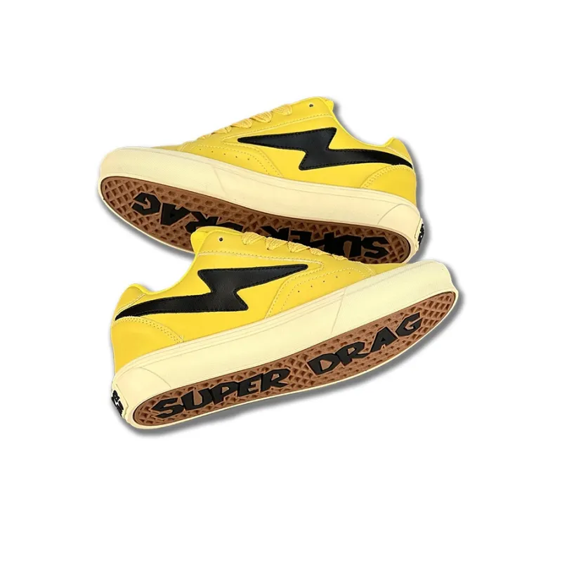 LuzaoT SUPER DRAG Lightning Puffy Shoes Anti Slip Wear Resistant Low Top Skateboard Shoes Unisex Banana Yellow-3