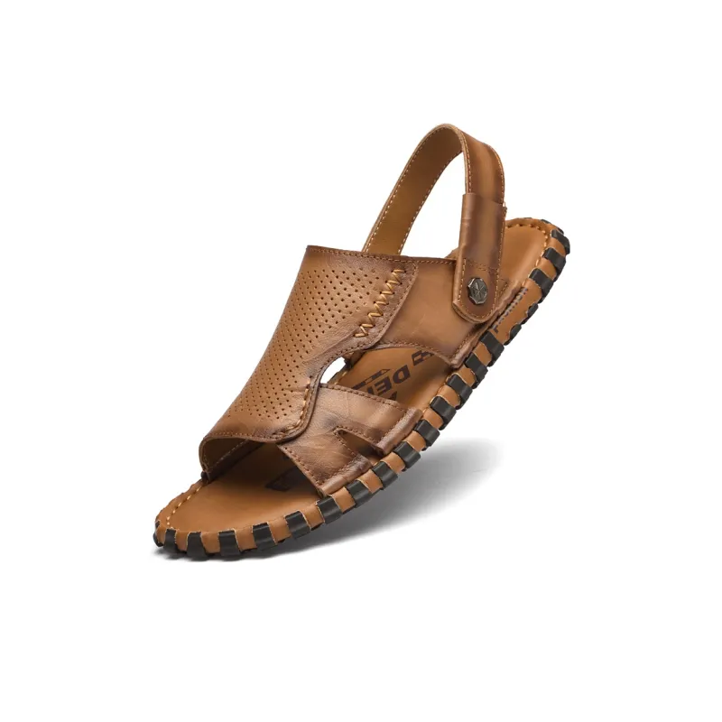 XIMO BULL Beach Sandals Men Khaki/Dark Brown-2
